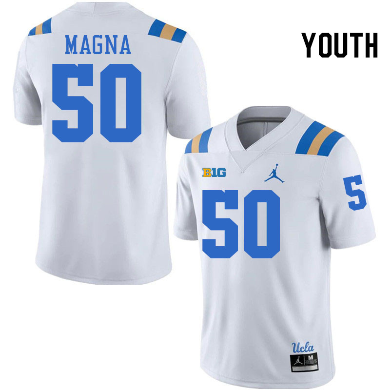 Youth #50 Dovid Magna UCLA Bruins College Football Jerseys Stitched-White